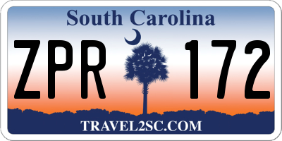SC license plate ZPR172