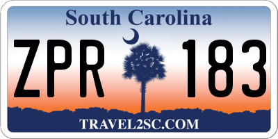 SC license plate ZPR183