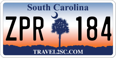 SC license plate ZPR184