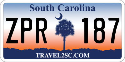 SC license plate ZPR187