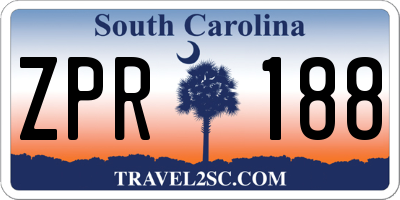 SC license plate ZPR188