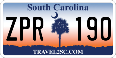SC license plate ZPR190