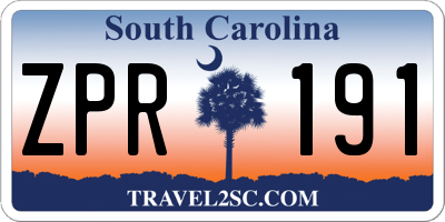 SC license plate ZPR191