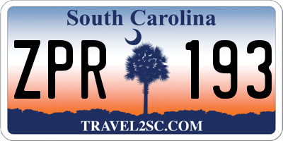 SC license plate ZPR193