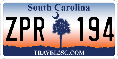 SC license plate ZPR194
