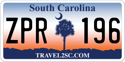 SC license plate ZPR196
