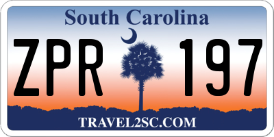 SC license plate ZPR197