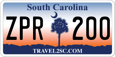 SC license plate ZPR200
