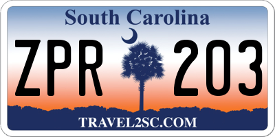 SC license plate ZPR203