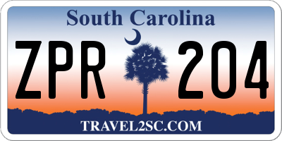 SC license plate ZPR204