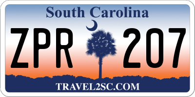 SC license plate ZPR207