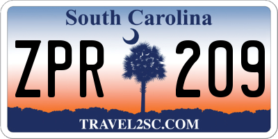 SC license plate ZPR209