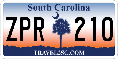 SC license plate ZPR210