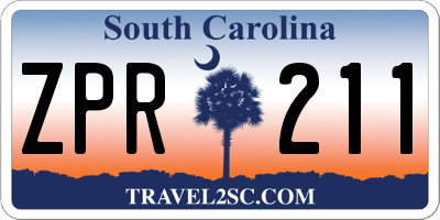 SC license plate ZPR211