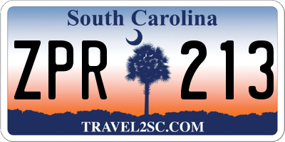 SC license plate ZPR213