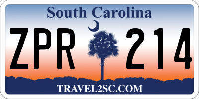 SC license plate ZPR214