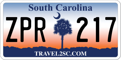 SC license plate ZPR217
