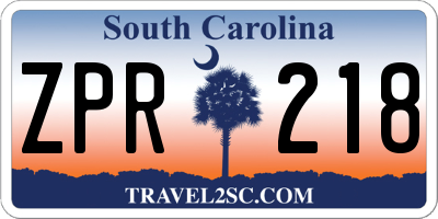 SC license plate ZPR218