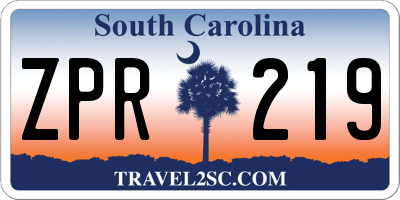 SC license plate ZPR219