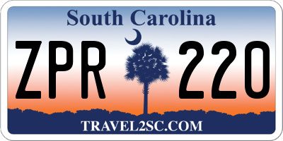 SC license plate ZPR220