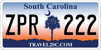 SC license plate ZPR222
