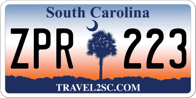 SC license plate ZPR223
