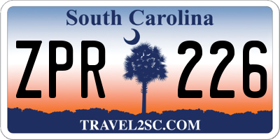 SC license plate ZPR226