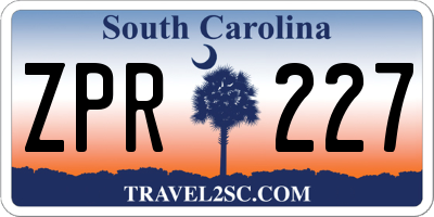 SC license plate ZPR227
