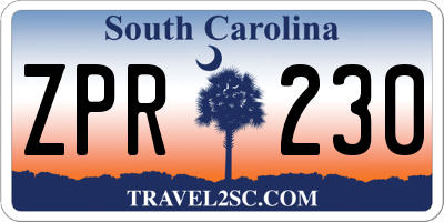 SC license plate ZPR230