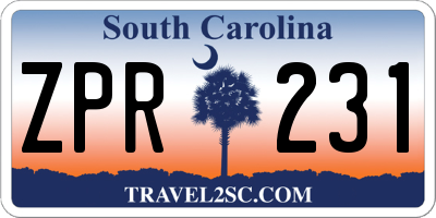 SC license plate ZPR231