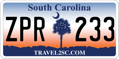 SC license plate ZPR233