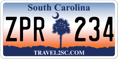 SC license plate ZPR234