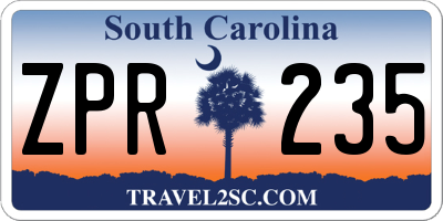 SC license plate ZPR235