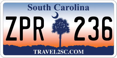 SC license plate ZPR236