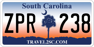 SC license plate ZPR238
