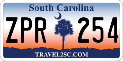 SC license plate ZPR254