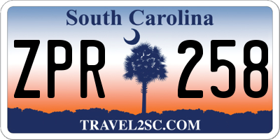 SC license plate ZPR258