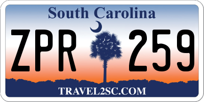 SC license plate ZPR259