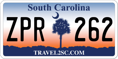SC license plate ZPR262