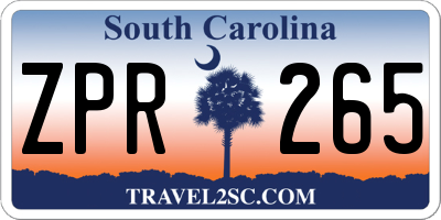 SC license plate ZPR265