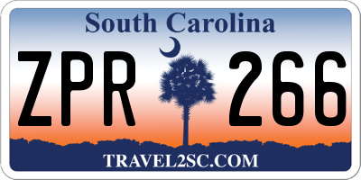 SC license plate ZPR266