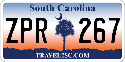 SC license plate ZPR267