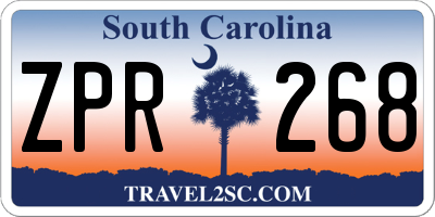 SC license plate ZPR268