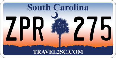 SC license plate ZPR275