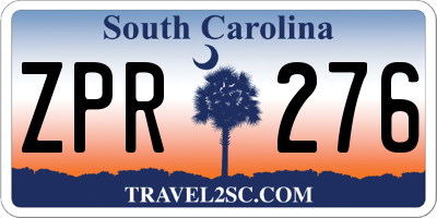 SC license plate ZPR276