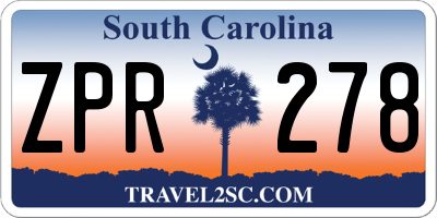 SC license plate ZPR278