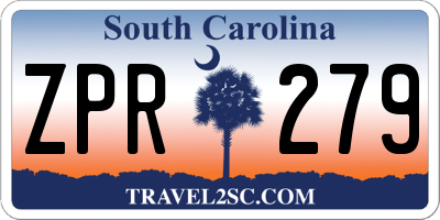 SC license plate ZPR279