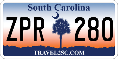SC license plate ZPR280