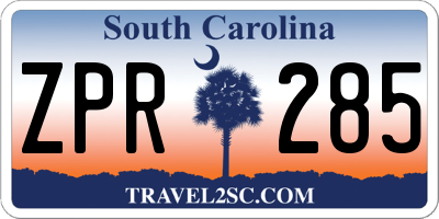 SC license plate ZPR285