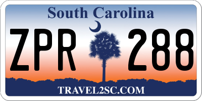 SC license plate ZPR288